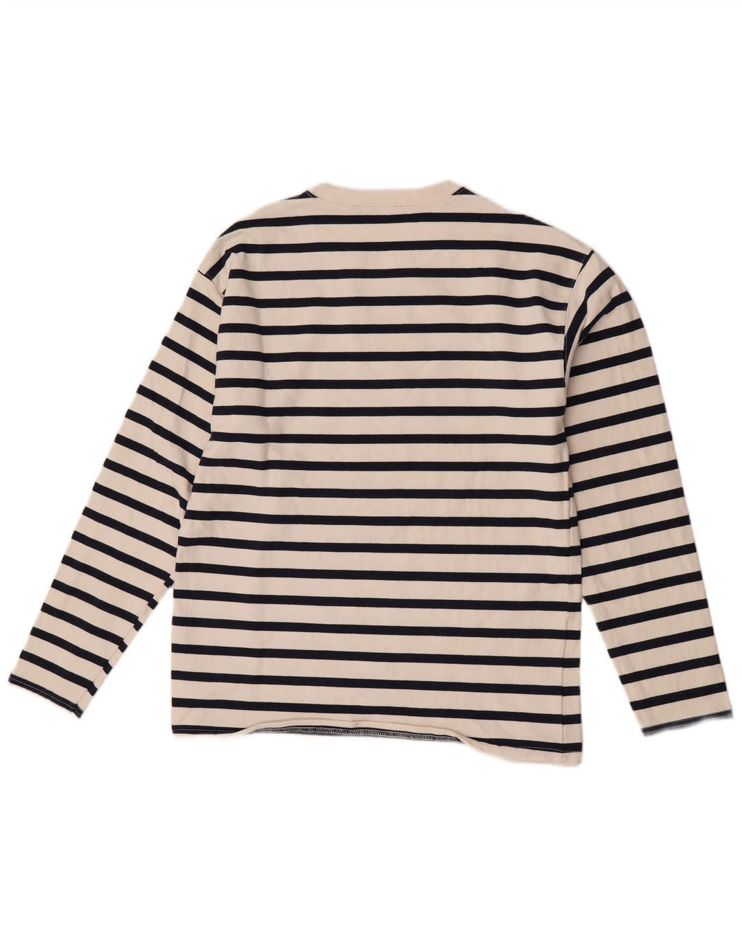 Zara Femme Top Manches Longues UK 12 Medium Blanc Rayé