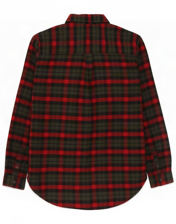 Chemise en flanelle vintage pour femme UK 12 Coton à carreaux kaki moyen