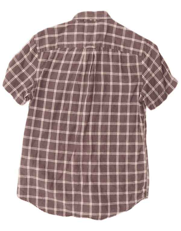 Timberland Chemise Slim à Manches Courtes Homme Petit Carreau Gris Lin