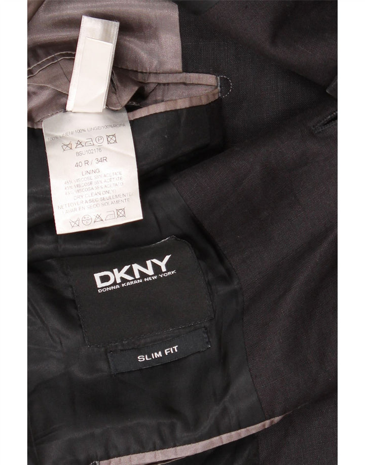 DKNY Veste Blazer Slim Fit 1 Bouton pour Homme UK 40 Grande Laine Noire