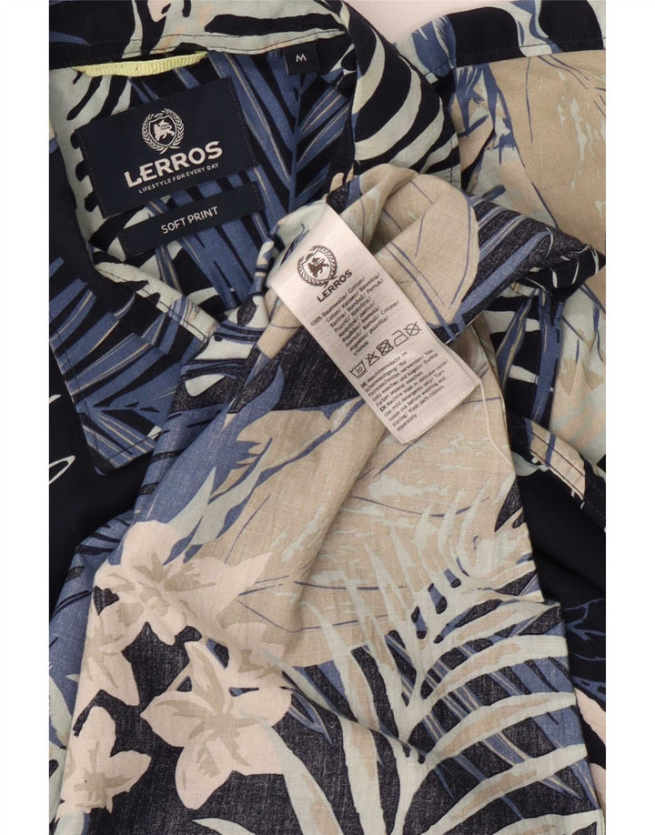 Lerros Chemise à Manches Courtes Homme Bleu Marine Moyen Coton Floral