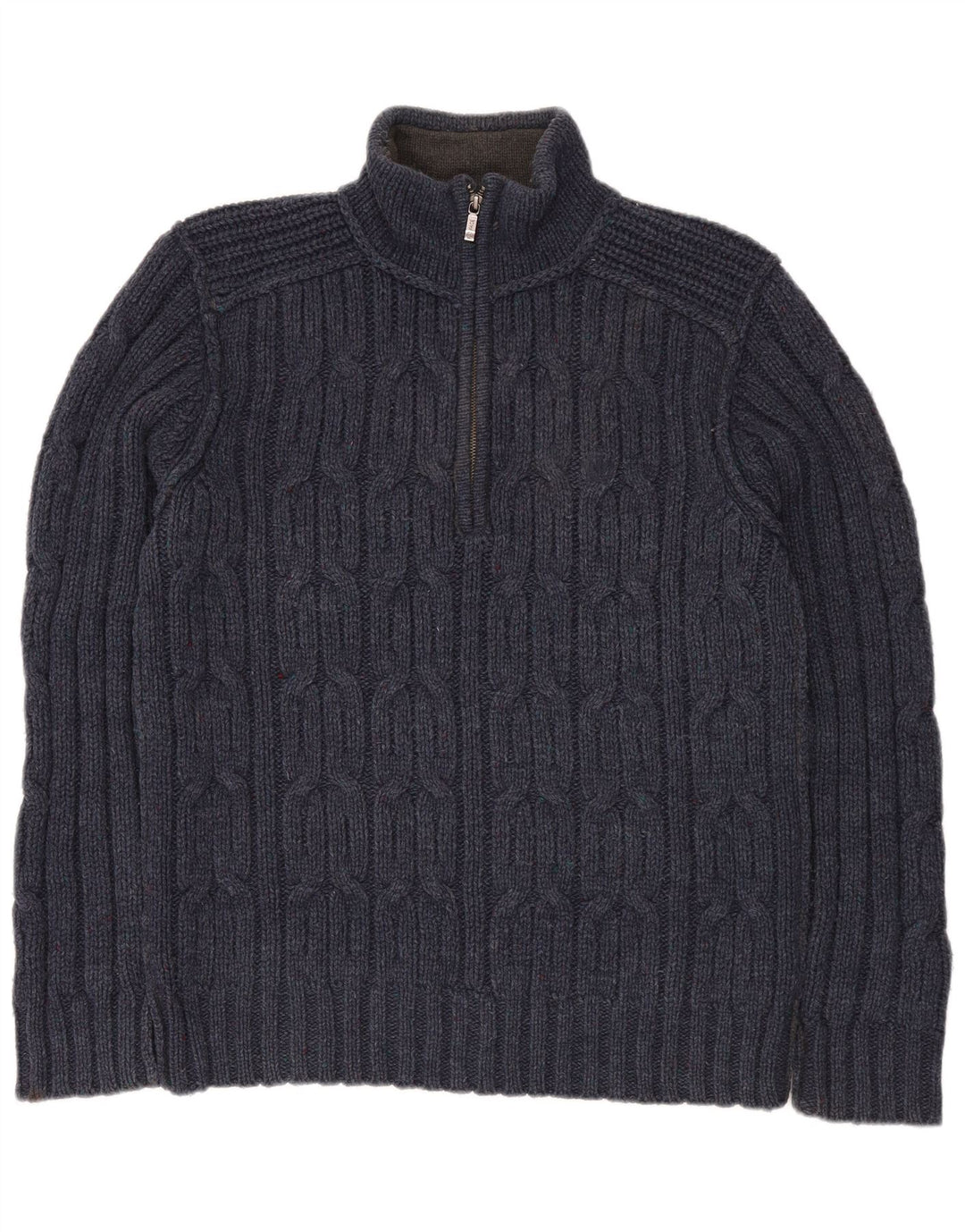 Fat Face Pull Col Zippé Homme Bleu Marine Moyen Laine d'Agneau