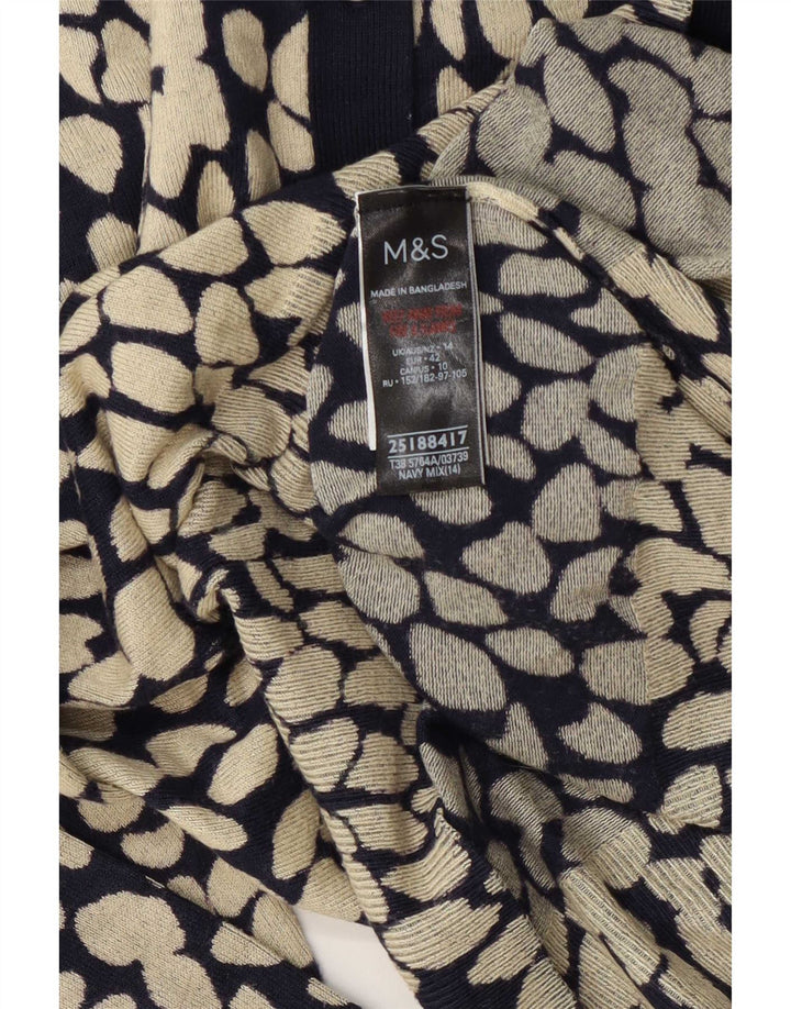 Marks & Spencer Pull Cardigan pour Femme UK 14 Moyen Noir Géométrique