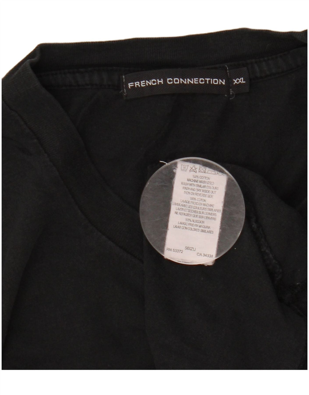 French Connection T-Shirt Graphique Homme Haut 2XL Noir Coton