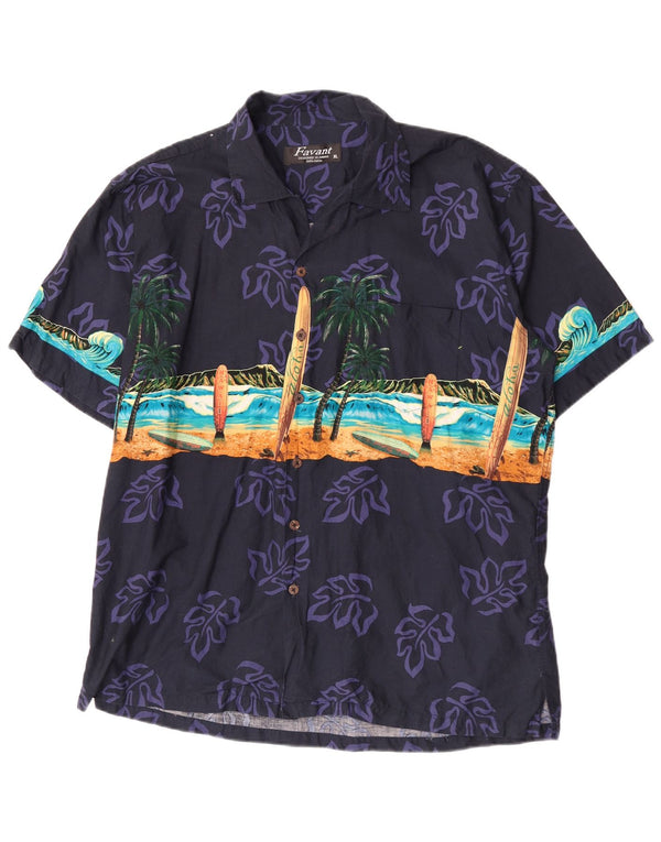 Favant Chemise hawaïenne à manches courtes pour homme XL en coton violet