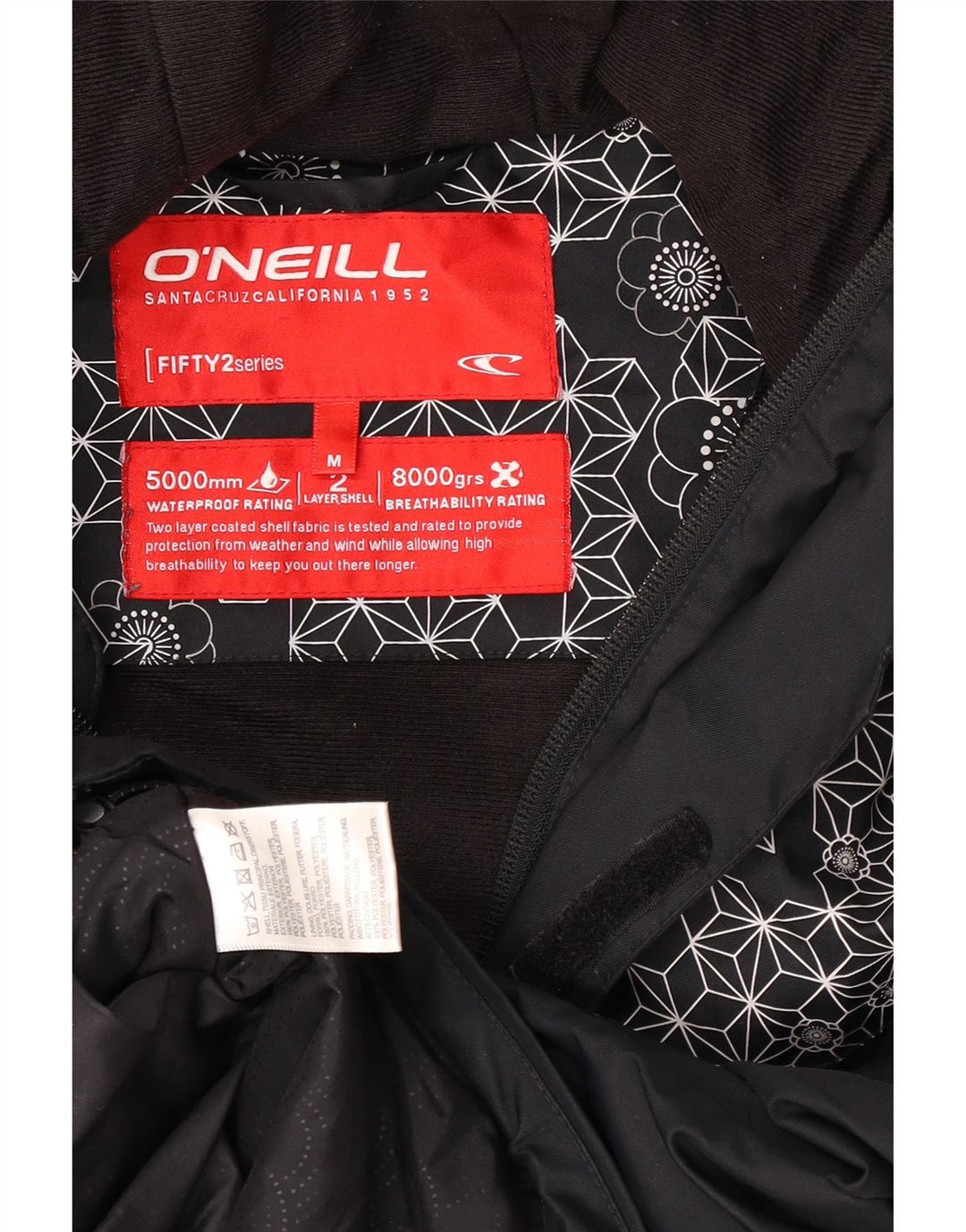 O'Neal Veste de pluie à capuche pour femme UK 44 Polyester géométrique noir moyen