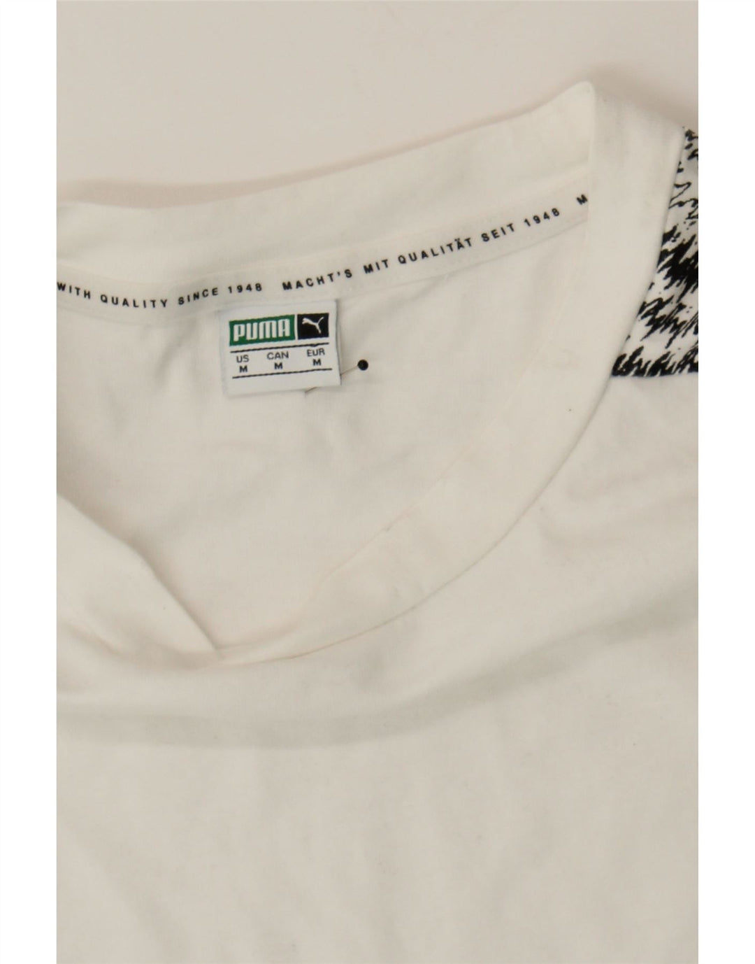 PUMA Mens Graphic T-Shirt Top Medium White Striped Cotton Vintage Puma and Second-Hand Puma from Messina Hembry 