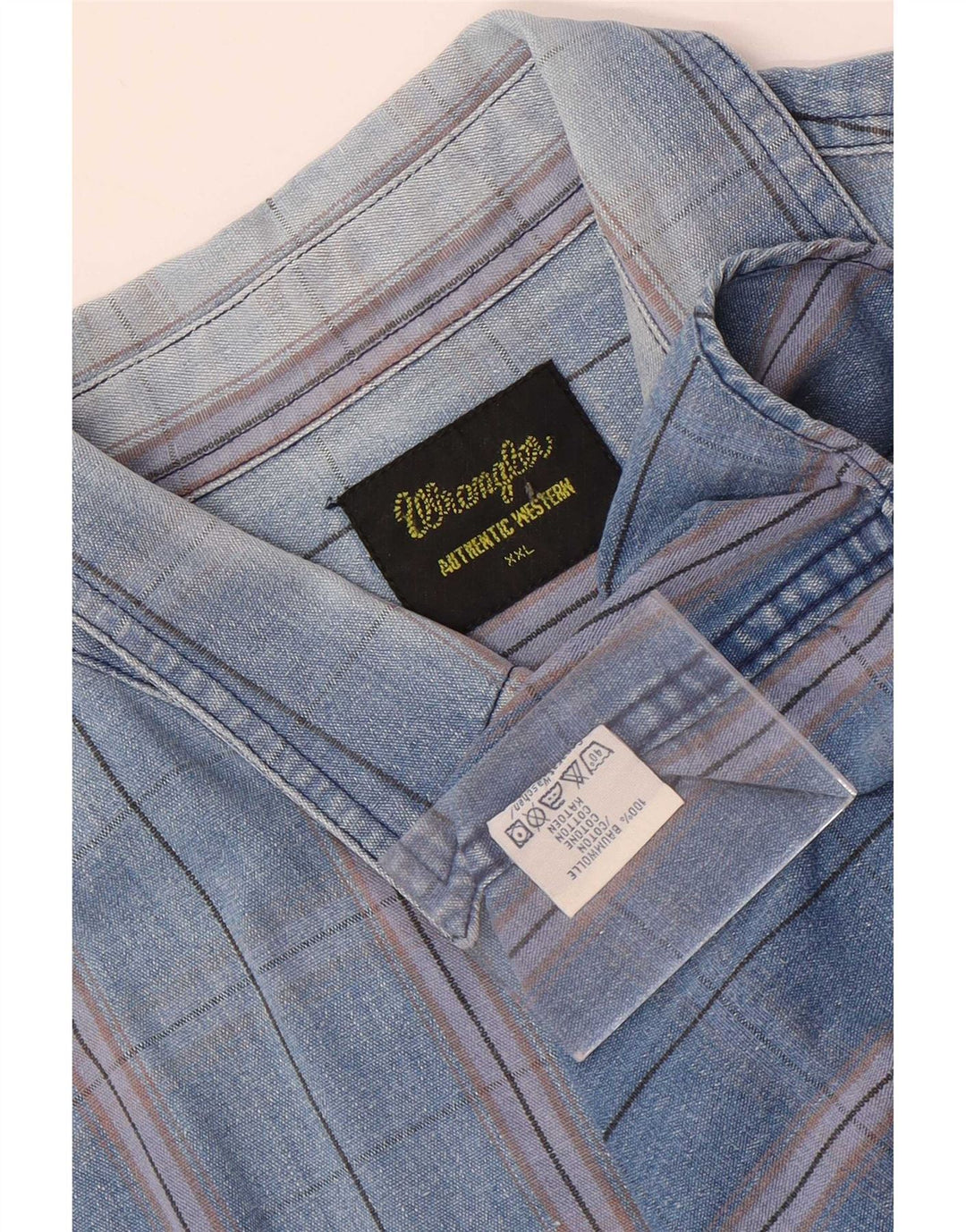 Wrangler Chemise western pour homme 2XL en coton à carreaux bleus
