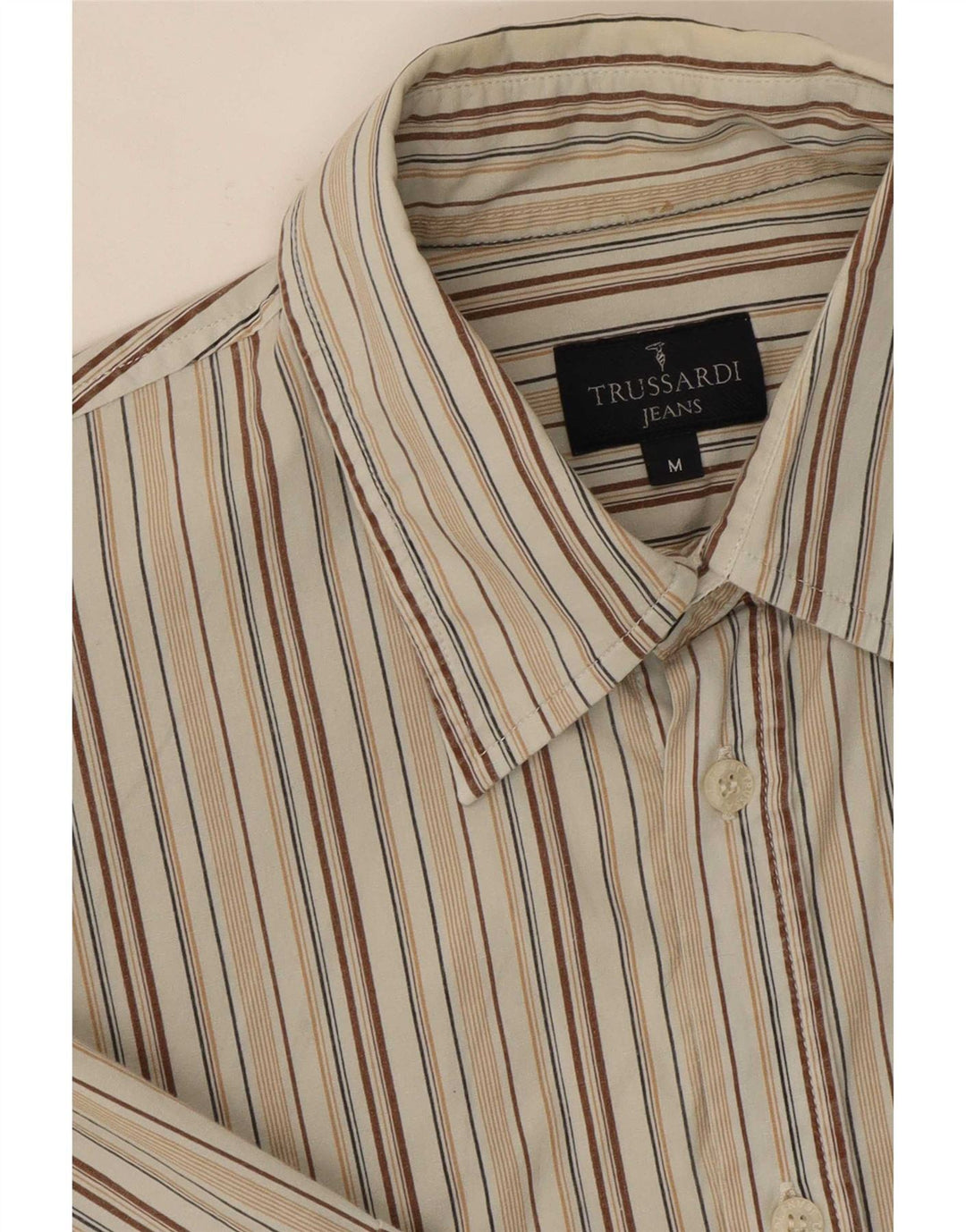 Trussardi Jeans Chemise à Manches Courtes Homme Rayé Beige Moyen