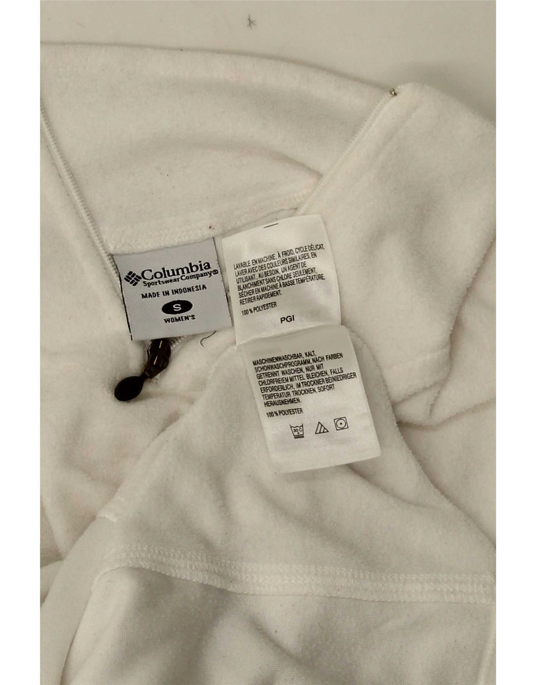 Columbia Pull polaire à col zippé pour femme UK 10 Petit Blanc Polyester