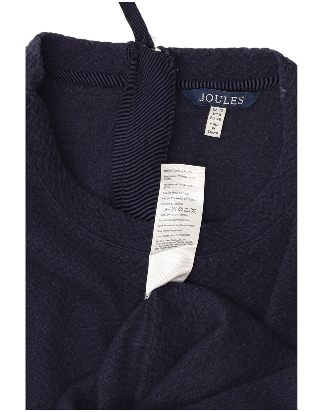 JOULES Robe fourreau à manches longues pour femme UK 12 en coton bleu marine moyen