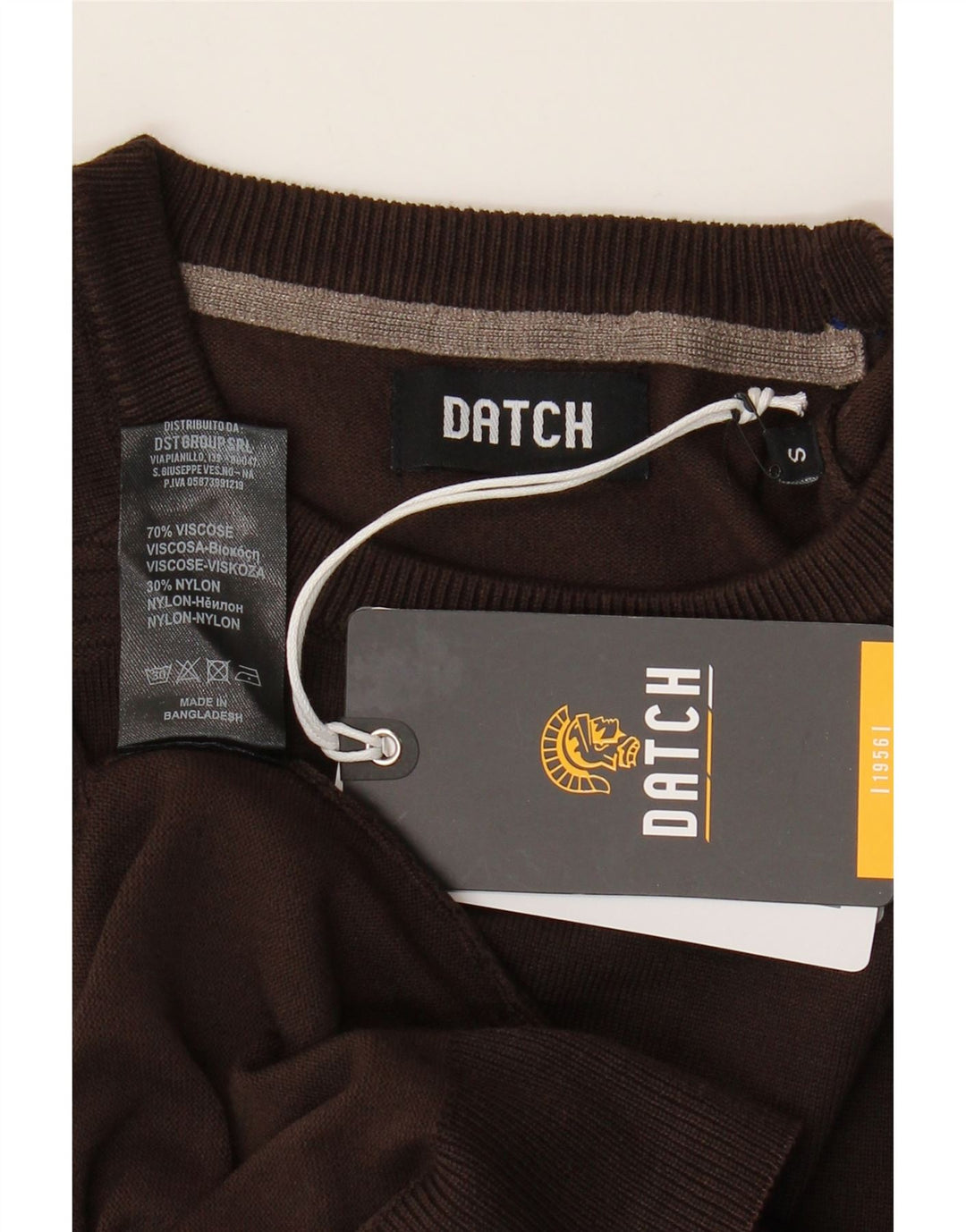DATCH Pull à col rond pour homme Petit en viscose marron