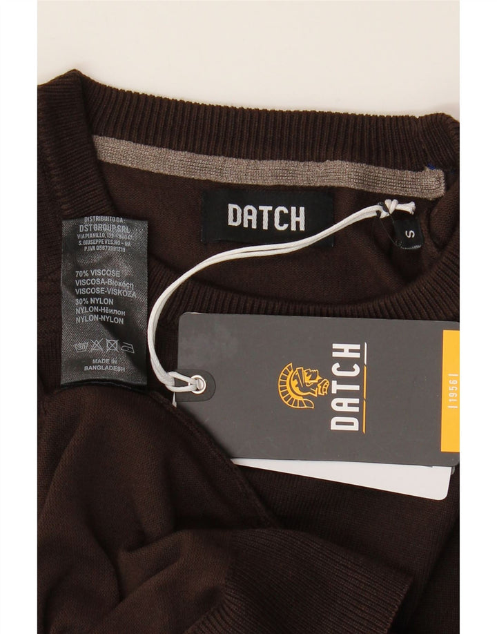 DATCH Pull à col rond pour homme Petit en viscose marron
