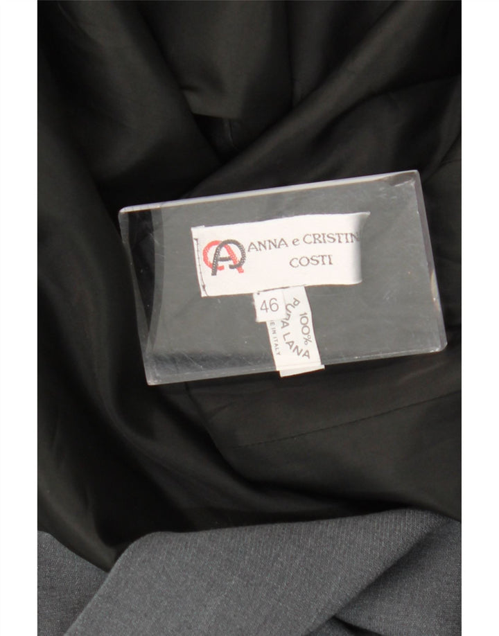 vintage Femme Double Breasted Coat IT 46 Grande Laine Grise