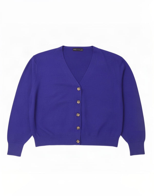 Marks & Spencer Pull cardigan surdimensionné pour femme UK 18 XL Bleu Viscose