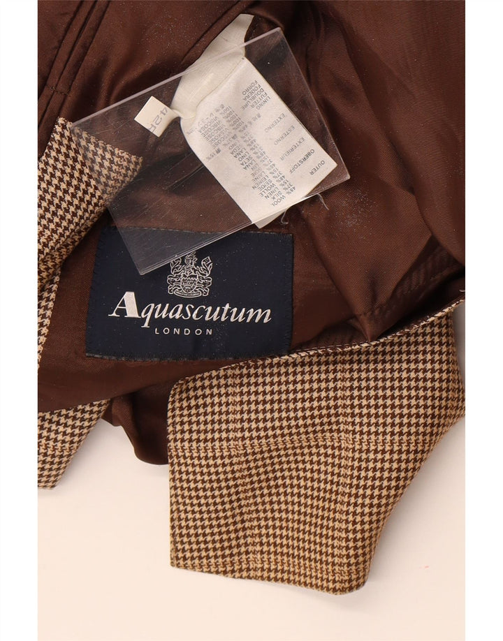 Aquascutum Veste blazer à 2 boutons pour homme UK 42 XL en laine pied-de-poule marron