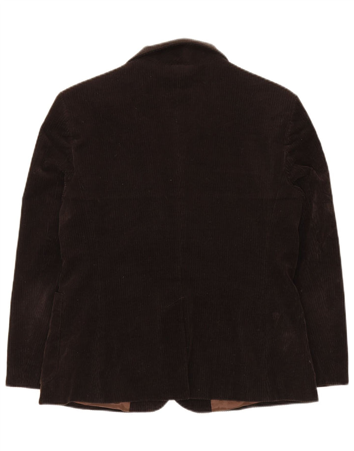 Benetton Veste Blazer En Velours Côtelé À 3 Boutons Pour Femme IT 46 Grand Coton Marron