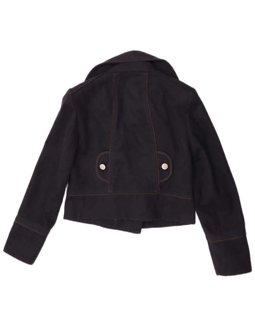 Zara Womens Crop Caban UK 14 Large Bleu Marine