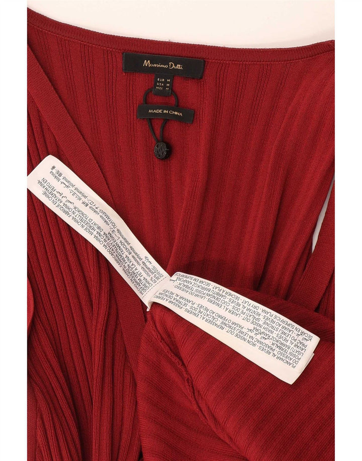 Massimo Dutti Robe longue sans manches pour femme UK 42 Viscose rouge moyen