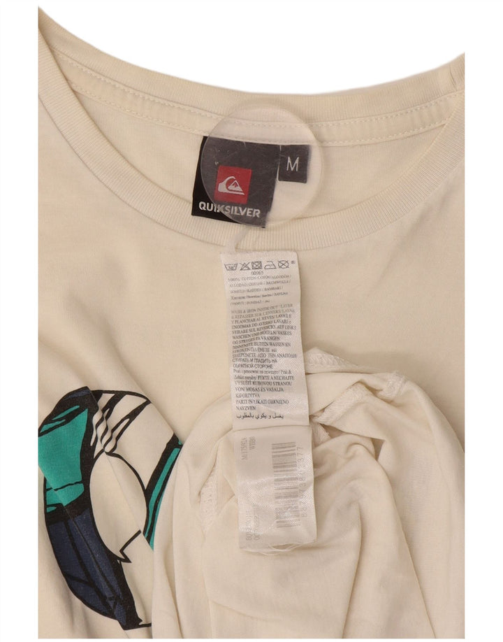Quiksilver T-Shirt Graphique Homme Blanc Cassé Moyen Coton