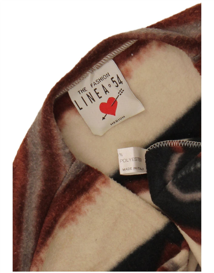 VINTAGE Femmes Duffle Fleece Gilet UK 14 Moyen Multicolore Rayé