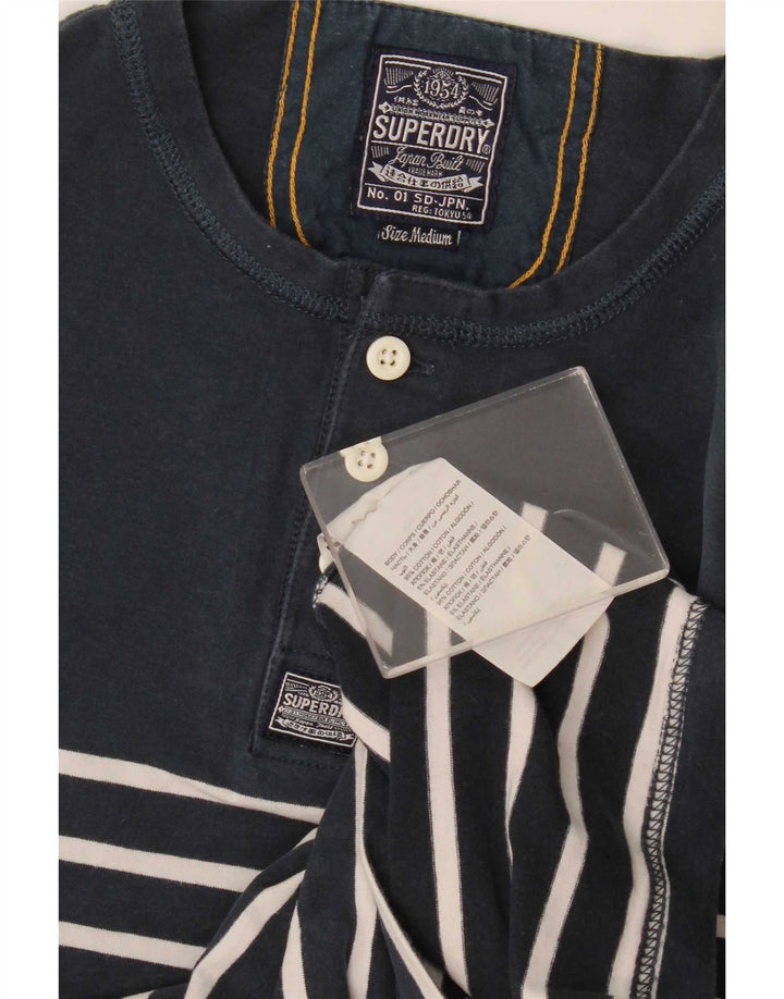 Superdry Homme Regular Top Manches Longues Coton Rayé Bleu Marine Moyen