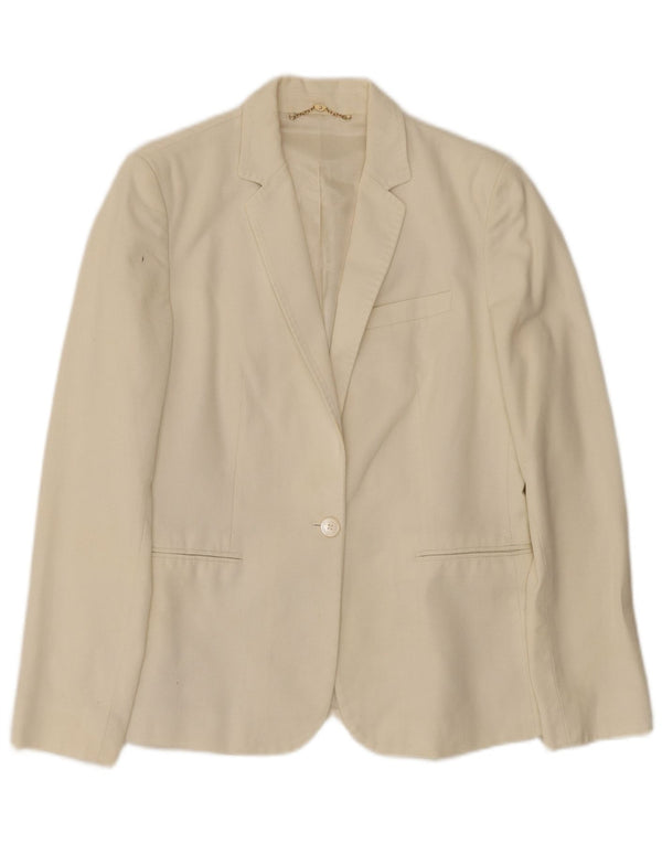 Massimo Dutti Veste Blazer 1 Bouton Femme EU 40 Moyen Blanc Cassé Coton