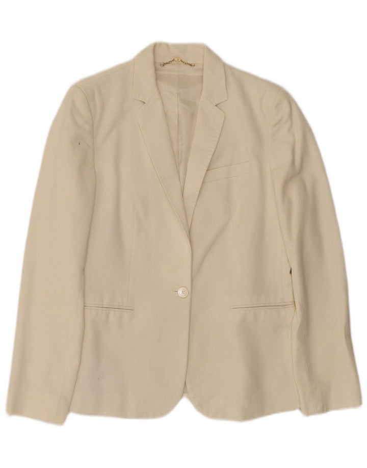 Massimo Dutti Veste Blazer 1 Bouton Femme EU 40 Moyen Blanc Cassé Coton