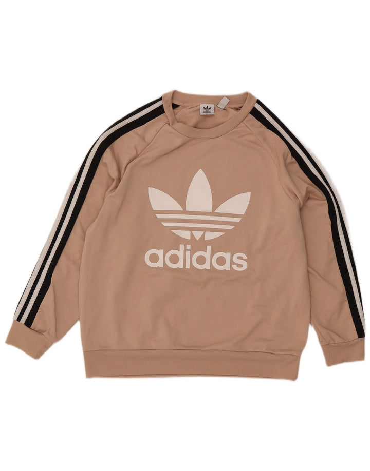 Adidas Sweat-shirt graphique pour femme UK 14 Large Beige Polyester