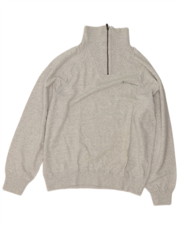 Champion Sweat-Shirt Col Zippé Homme Gris Moyen Moucheté Coton