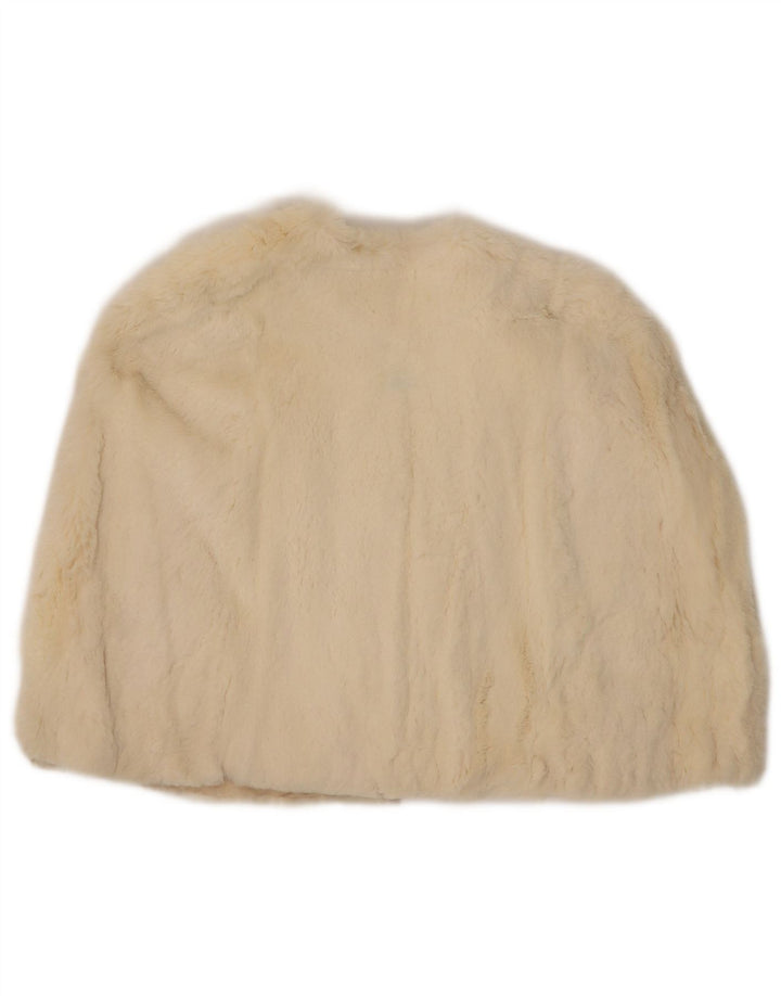 vintage Femme Fausse Fourrure Capelet Manteau Taille Unique Blanc Cassé