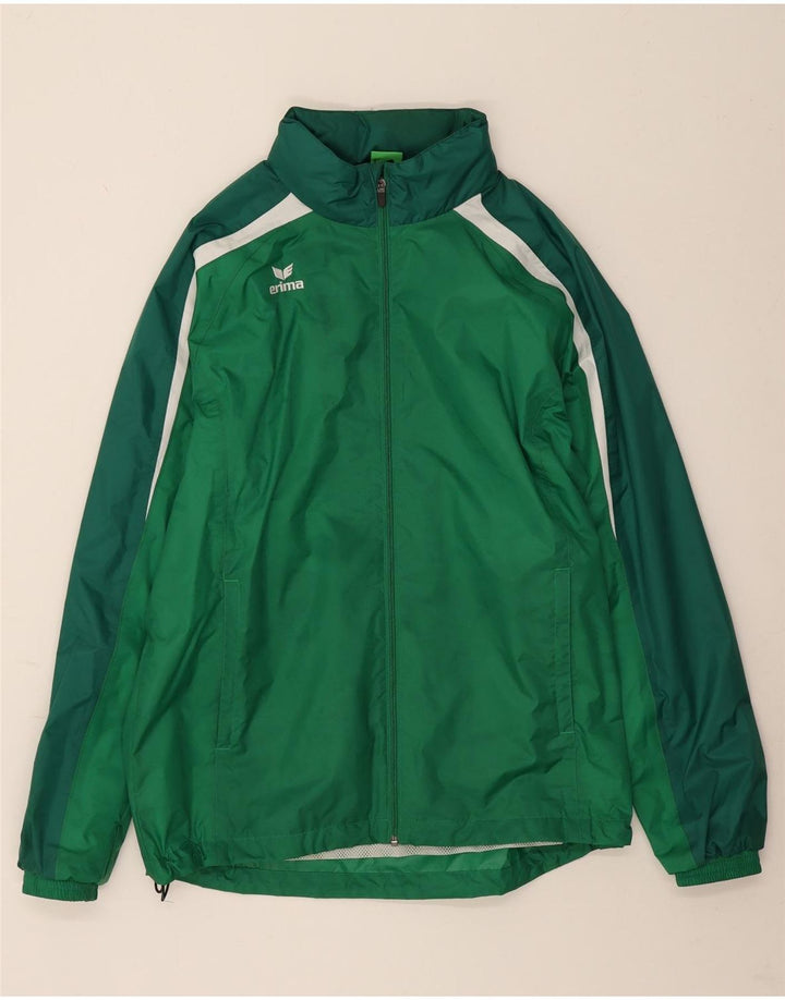 Erima Veste de pluie à capuche pour homme UK 38 Medium Green Colourblock Polyamide