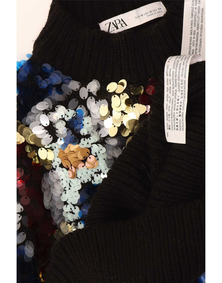 Zara Pull col roulé pour femme UK 12 Medium Multicolore Moucheté