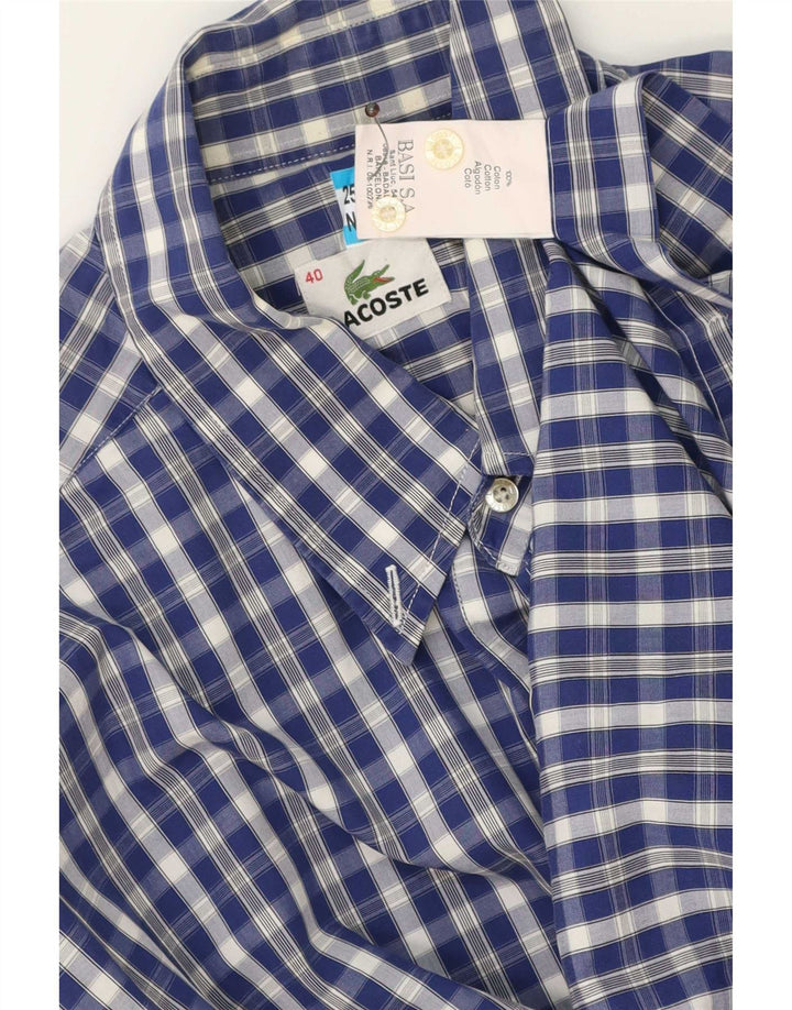 Lacoste Chemise à manches courtes pour hommes Taille 40 Coton vichy bleu moyen