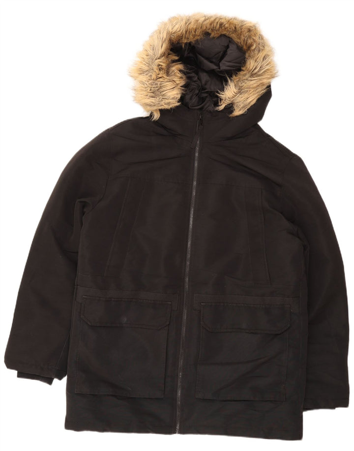 Jack & Jones Parka à capuche pour homme UK 40 Large Noir Polyester