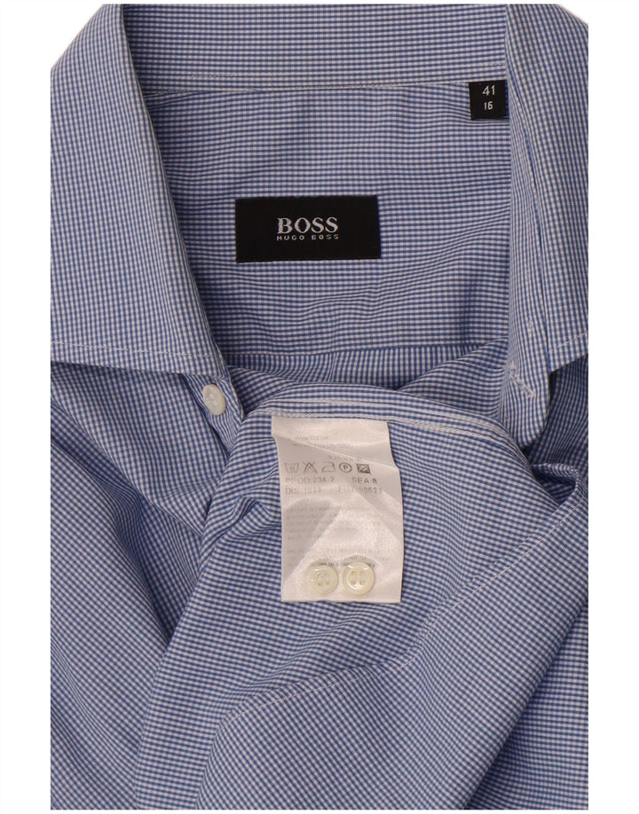 Hugo Boss Chemise Homme Taille 41 16 Grand Coton Vichy Bleu