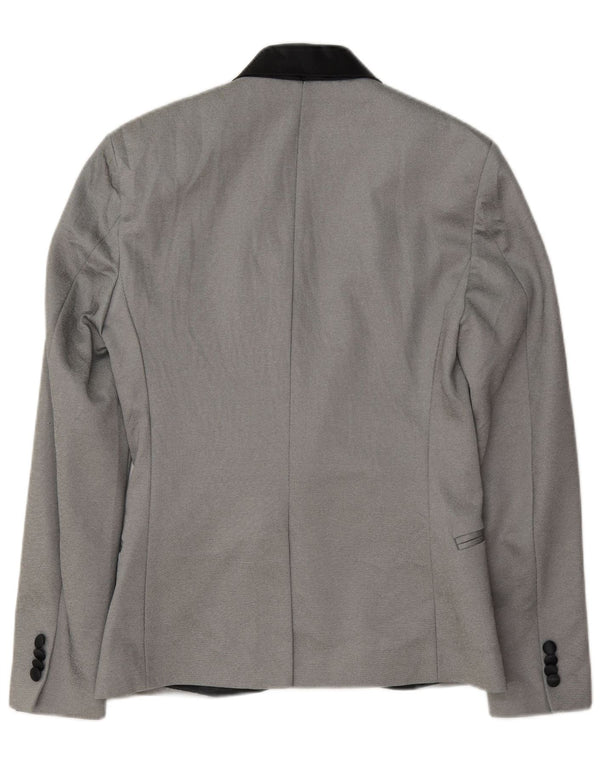 Zara Veste Blazer 1 Bouton Homme UK 36 Petit Gris Polyester