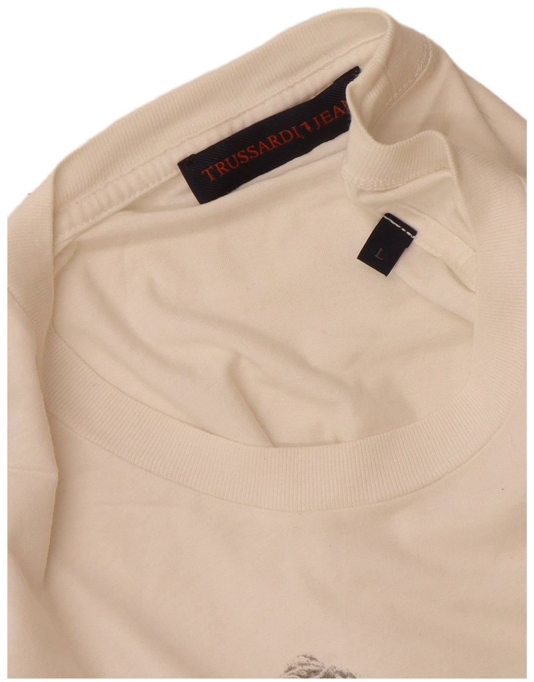 Trussardi Jeans T-Shirt Graphique Homme Grand Blanc