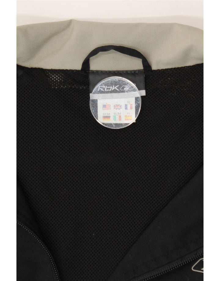 Reebok Veste de survêtement graphique pour hommes, grand noir, polyester color block