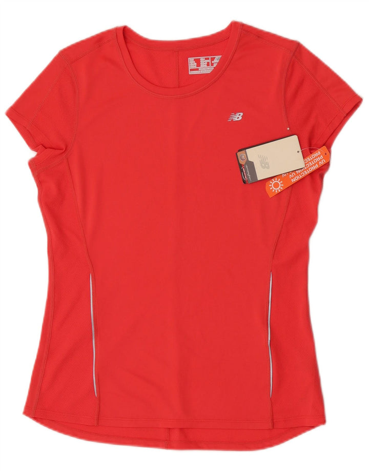 New Balance T-Shirt Femme Top UK 14 Large Rouge Polyester