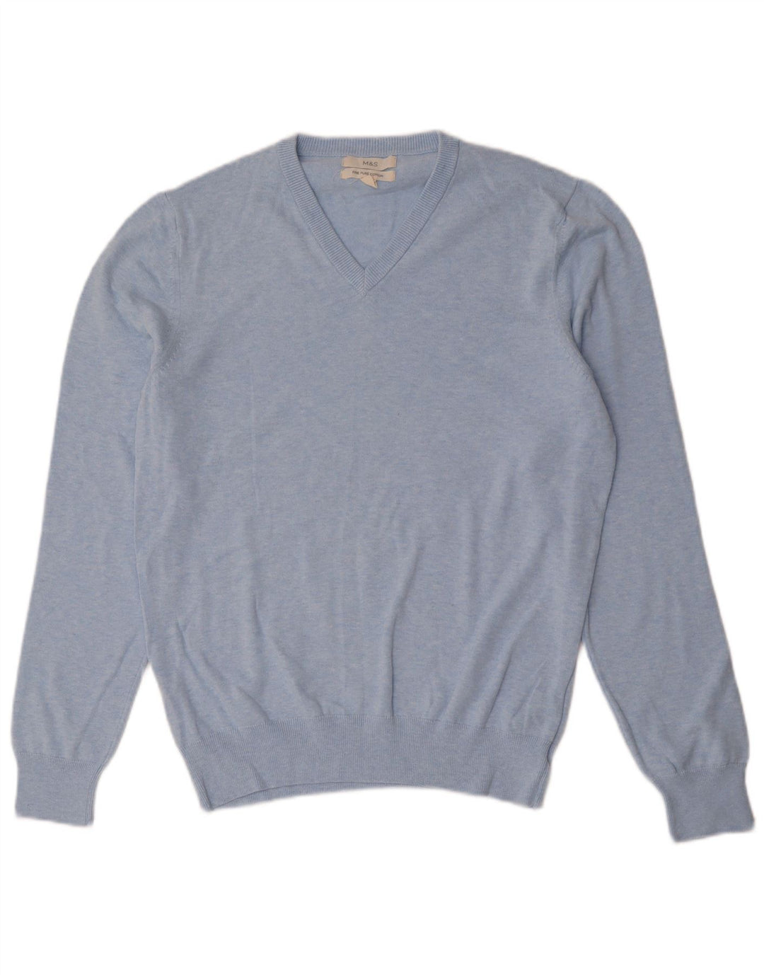 Marks & Spencer Pull Col V Homme Bleu Moyen Coton