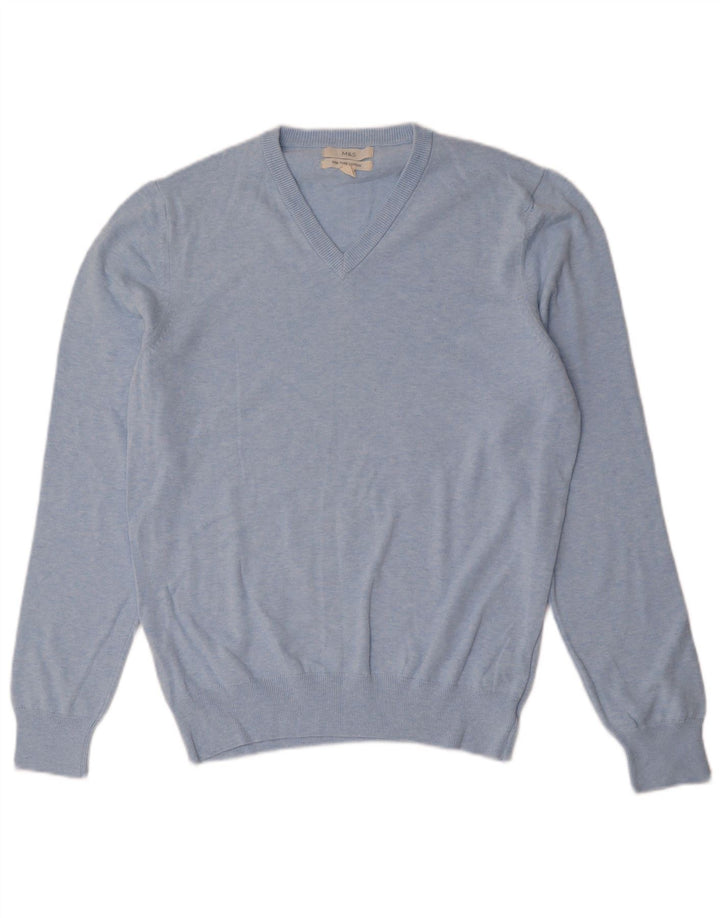 Marks & Spencer Pull Col V Homme Bleu Moyen Coton