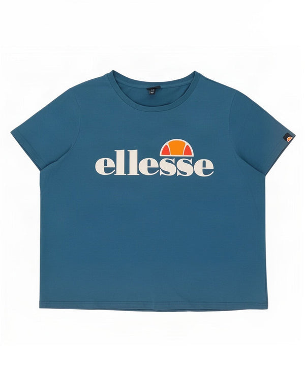 Ellesse T-shirt graphique pour femme UK 28 6XL Bleu Coton
