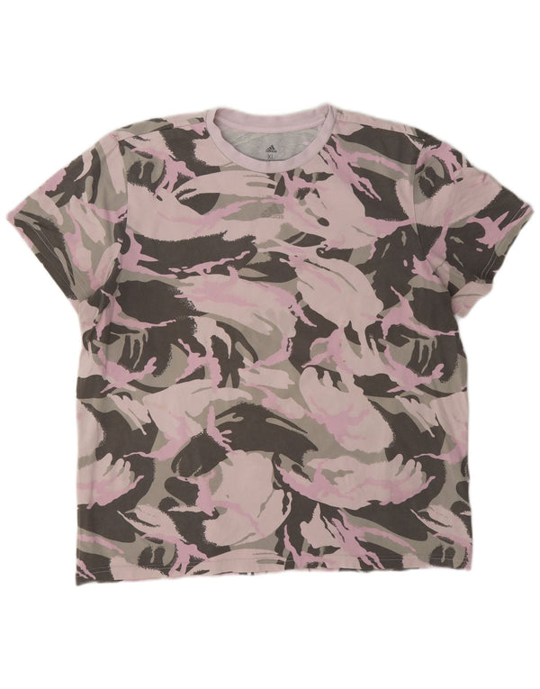 Adidas T-Shirt Femme Top UK 20/22 XL Coton Camouflage Multicolore