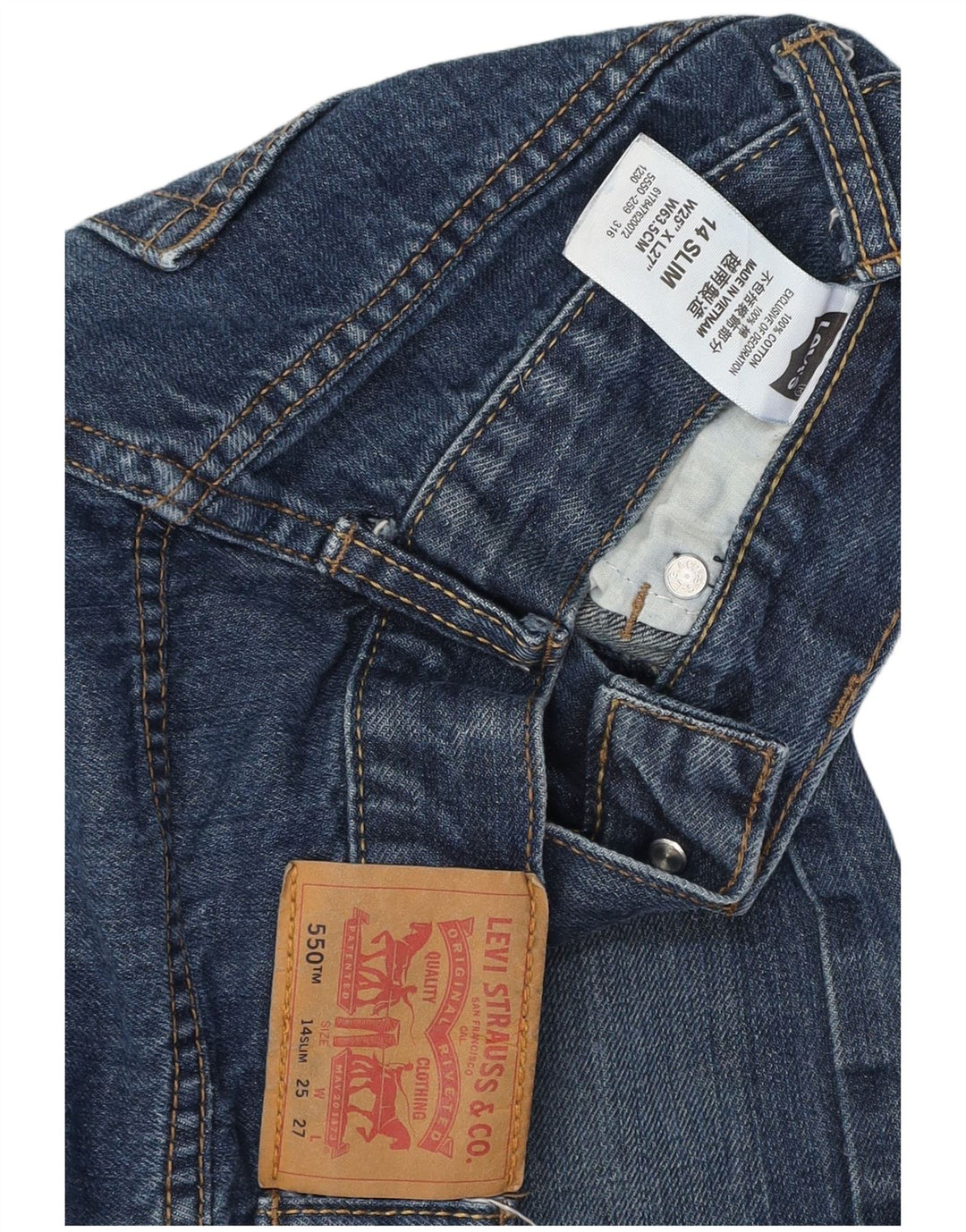 LEVI'S Jean droit coupe décontractée 550 pour garçon 13-14 ans W25 L27 Bleu