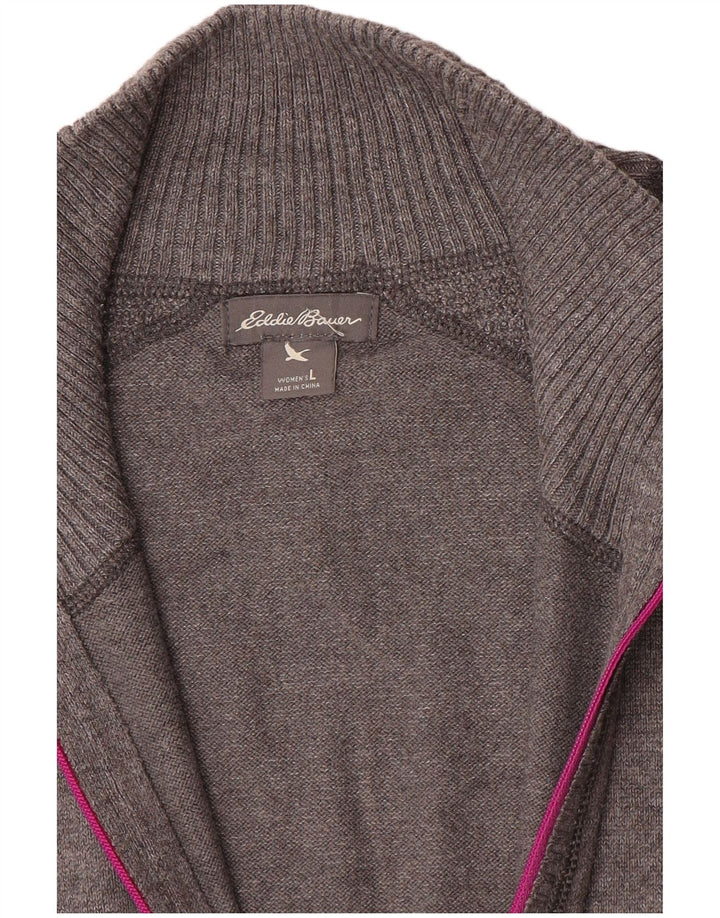 Eddie Bauer Pull à col zippé pour femme UK 16 Large Gris