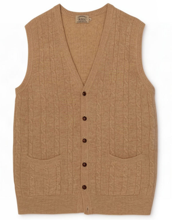 McNeal Cardigan sans manches pour homme en laine d'agneau mouchetée beige moyen