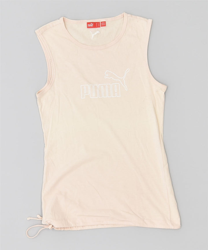 PUMA Débardeur graphique pour femme UK 10 Small Blanc cassé en coton