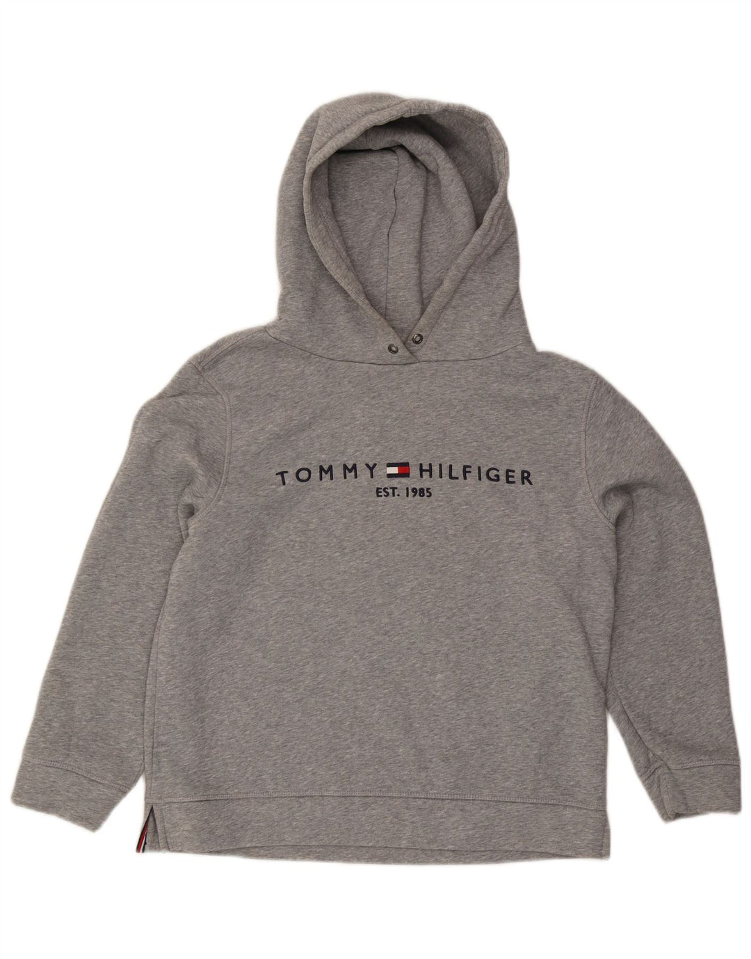 TOMMY HILFIGER Pull à capuche graphique surdimensionné pour femme UK 14 Gris moyen