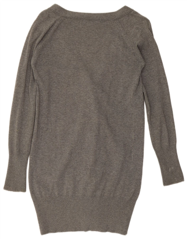 Zara Cardigan long pour femme en coton gris moyen UK 12